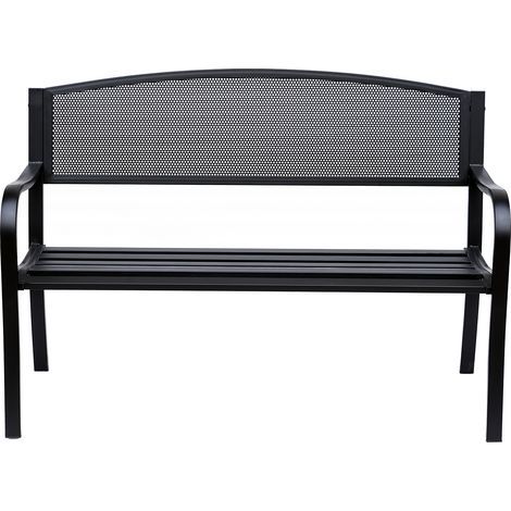 Banc de jardin, banc de parc, 2 places, acier, noir, L 127 x P 60 x H 87 cm (1/5)