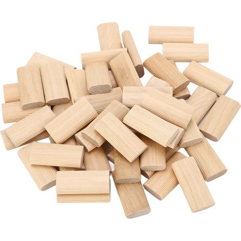 50 pièces de chevilles en bois 10 x 50 mm en hêtre massif, blocs d'insertion à tenon pour le travail du bois et l'assemblage de meubles (1/5)