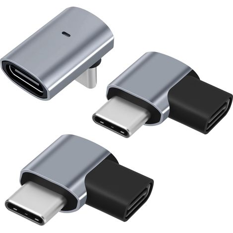 Lot de 3 adaptateurs USB C à 90 degrés, transfert de données 40 Gbps, charge rapide 240 W, sortie vidéo 8 K, type C mâle vers femelle, compatible avec Thunderbolt 4, Steam Deck, Switch (1/5)