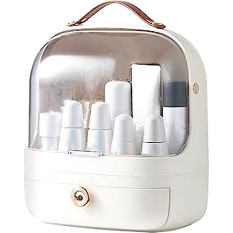 Boîte de rangement pour maquillage sur coiffeuse, boîte de rangement avec porte-pinceaux, présentoir à cosmétiques pour produits de soin. (1/5)