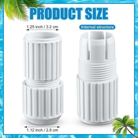 Lot de 4 perches télescopiques de piscine blanches à came externe, pièces détachées pour perche télescopique, rallonge télescopique avec verrouillage à came. (1/3)
