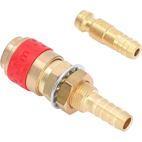 8mm Raccord torche adaptateur laiton connecteur rapide couplage kit pour pistolet soudure MIG TIG rouge (1/5)