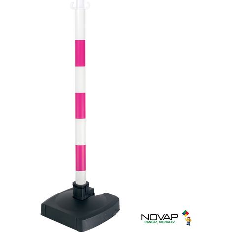 Poteau PVC Rose FME/Blanc BI-POSE sur socle lesté 4kg - 2002363 (1/4)