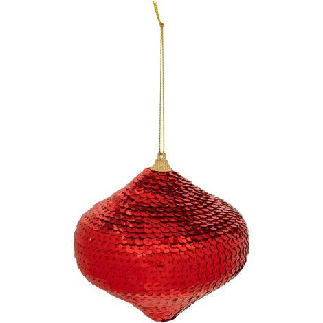 A forma di cipolla con paillettes in polistirolo d.10cm rosso - Feeric lights & christmas