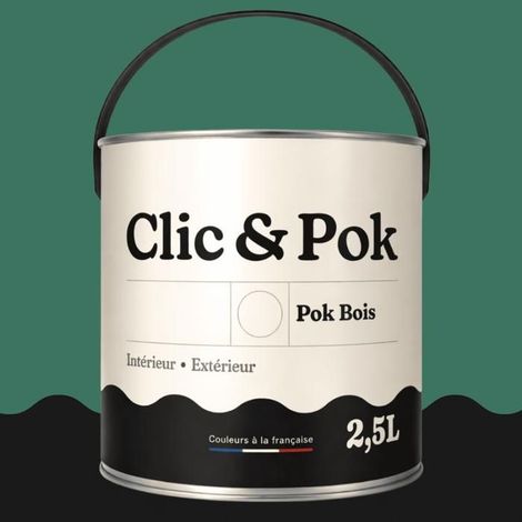 Peinture Bois Extérieur – POK BOIS - 2,5L - RAL 6000 - Vert patine- Résistante aux intempéries - Ne s'écaille pas