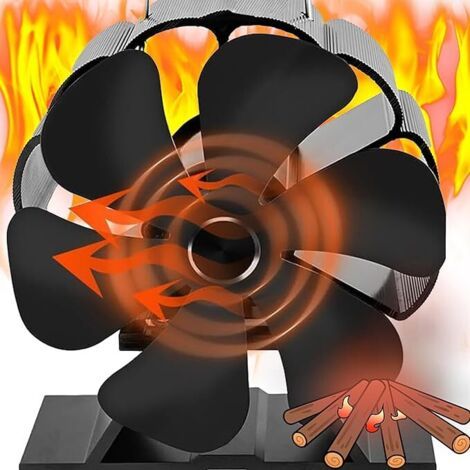 Mini ventilateur de poêle à bois 6 lames pour la circulation de la chaleur,Ventilateur de poêle à chaleur Ventilateur poele à granulés pour foyer/brûleur/bûches/cheminée (1/5)