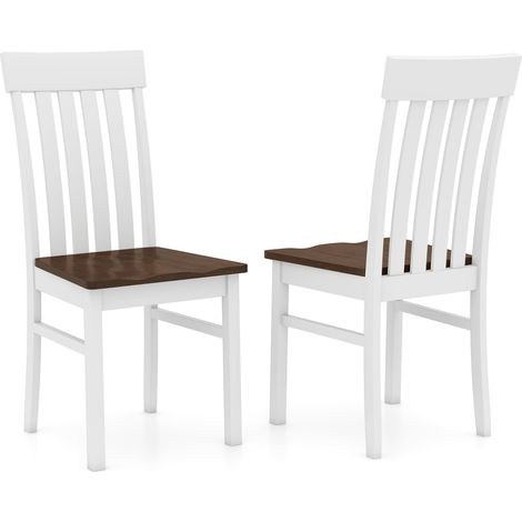 COSTWAY Dining Chairs Set of 2 Dining Room Chairs w/Hollowed Backrests-Walnut (1/5)