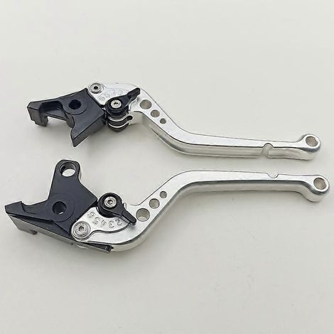 Convient aux anciennes motos Kawasaki ZX7R modifiées, klaxon de frein, poignée d'embrayage, levier de frein, accessoires de poignée de frein (poignée longue argentée) (1/4)