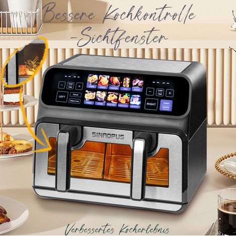 Friteuse sans huile 9 L double chambre 2200 W noire HAVRYA (1/5)