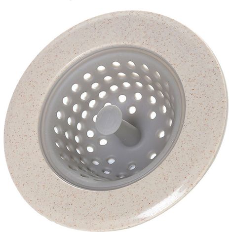 Passoire d'évier anti-obstruction, flexible, avec large rebord, en silicone durable, compatible lave-vaisselle, beige, mini panier (1/5)