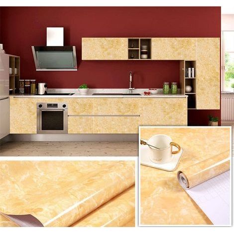 Selbstklebende Marmortapete für Möbel, Türen, Schränke, Küchen, wasserfeste Vinylfolie 60 x 500 cm Typ L