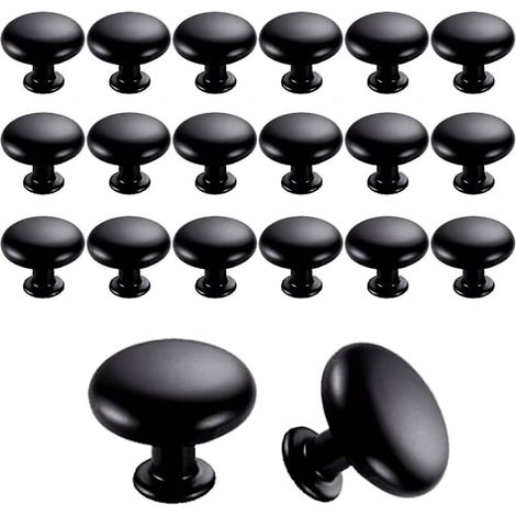 20 poignées de porte et de tiroir de 30 mm, style vintage, pour meubles de cuisine (noir) (FMY) (1/4)