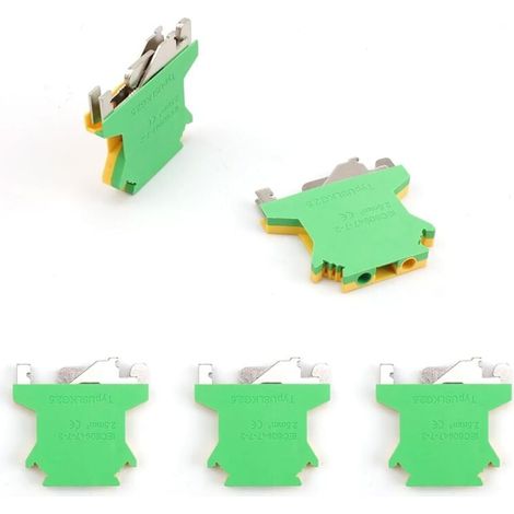 5 Pièces Kit de Borniers de Rail DIN, Passage Laiton Borniers Montage sur Rail DIN, Din Rail Bornier UK 2.5, Terminal Ferroviaire Din UK2.5, Section Conducteur 2,5 mm², pour Câblage (1/4)