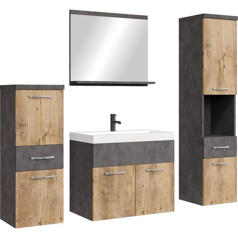 Badplaats Badmöbel Komplettset Alba 60 x 35 cm Dunkel Grau mit K