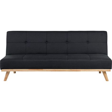 Schlafsofa 3-Sitzer FROYA Stoff Schwarz