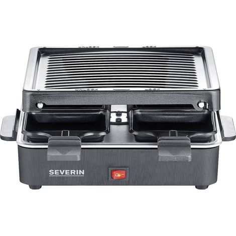 Severin 2370 Raclette Rivestimento antiaderente, 4 vaschette, Funzione grill Nero (1/5)