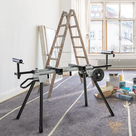 Supporto per troncatrice regolabile in acciaio nero e argento OKMYHOME (1/5)