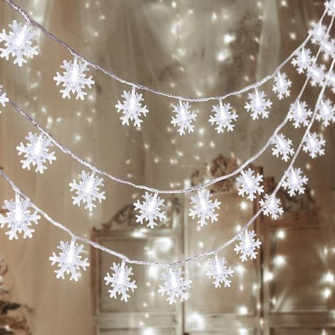 80 LED Christmas Lights, Hanging Snowflake String Lights - Winter Wonderland Lights Decor for Holiday, Christmas, Indoor and Outdoor (33ft, Batteries Not Included)