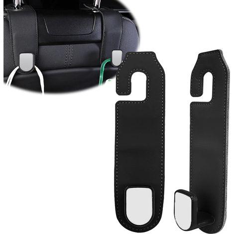 CCYKXA Set mit 2 universellen Autositzhaken - Haken zur Aufbewahrung von Kopfstützen der Rücksitze - Haken für Handtaschen und Mäntel (Schwarz) (1/5)