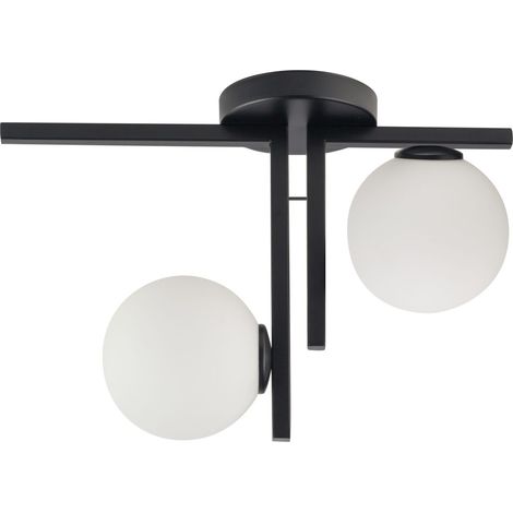 Plafoniera nera Andy 2 globi bianchi vetro G9 Sigma (1/2)