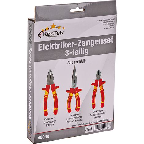 Kestek Elektriker Zangenset 3-teilig Kombizange Seitenschneider Flachrundzange (1/5)