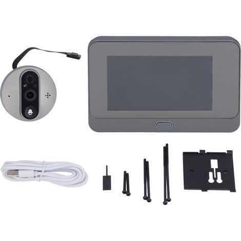 Sonnette vidéo intelligente HD 1080p avec vision nocturne, communication bidirectionnelle et surveillance à distance, caméra sans fil pour l'extérieur et l'intérieur. (1/5)