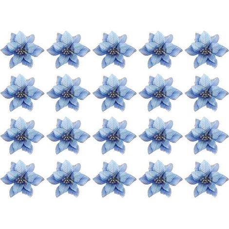 Paillettes de NoëL 20Pcs Ornement D'Arbre Mariage Artificiel Fleurs Couronnes Ornements (Bleu) (1/4)
