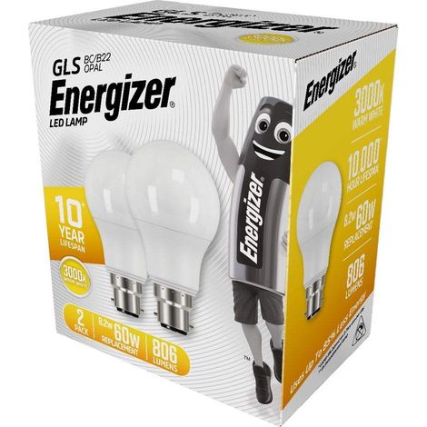Ampoule LED standard B22, 806 Lumens, 8.2W/60W, 300K, 2 pièces. - ENEAMES16709