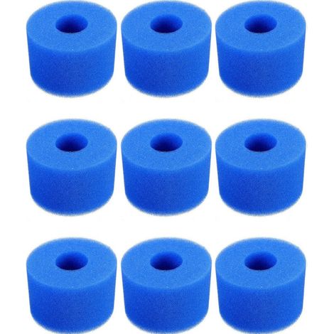 9 Pièces Filtre Piscine, Cartouche de Filtre en Mousse, Mousse pour Filtre Piscine, Réutilisables et Lavables, Filtre en Mousse pour Spa, Piscine