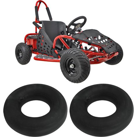 Deux chambres à air de pneu 16x6.50-8.0 avec valves métalliques à angle droit TR13 pour karts (livrées sans air). (1/5)