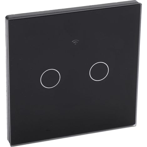 Interrupteur intelligent WiFi à deux voies noir neutre/phase unique avec marquage graffiti, compatible avec les relais de type 86, commande tactile et commande vocale Alexa/Google. (1/5)
