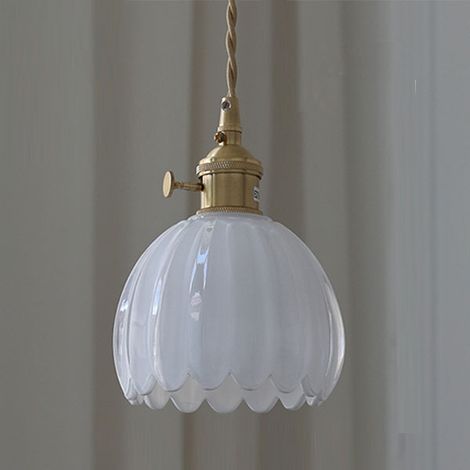 Lustre à fleurs blanches E27 220V avec lumière chaude 4WLED, chambre à coucher, lampe décorative de chevet, plafonnier, câblage requis (1/4)