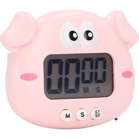 Digitaler ABS-Cartoon-Timer, tragbar, leicht und einfach zu bedienen, niedlicher Cartoon-Küchentimer zum Kochen, rosa Schweinchen (1/5)