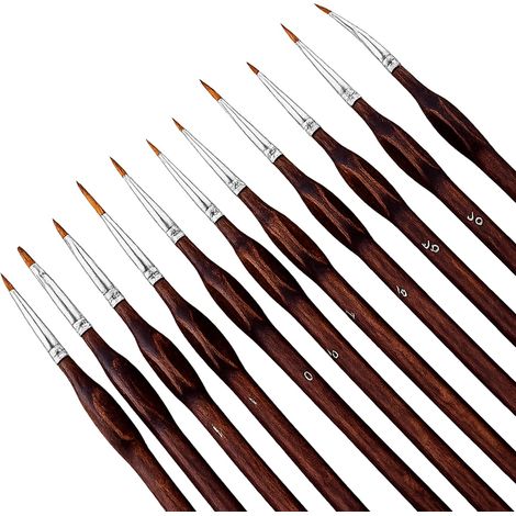 11PCS Détail Pinceau, Pinceau Fin Set de Pinceaux de Précision pour Acrylique Aquarelle, Miniature, Modélisme et Peinture (1/5)