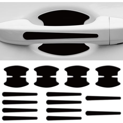 JNNJ 14 Pièces Film Autocollant Poignée Portière Voiture. Autocollant Anti-Rayures Pour Poignée Voiture. Poignée De Porte Film De Protection Pour Universelle Pour La Plupart Des Véhicules(Noir) (1/5)