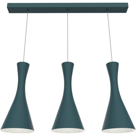 LUMICOM JAQUELINE LINEARE Sospensione, 3x E27, max 42W, metallo, blu mediterraneo/bianco, L.90cm x H.45cm (1/4)