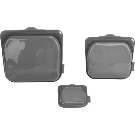 3 pièces sacs de stockage de nourriture multi-usage étanches au lave-vaisselle coffre-fort au micro-ondes fermeture éclair conteneurs en silicone réutilisables pour collation de légumes noir (1/5)