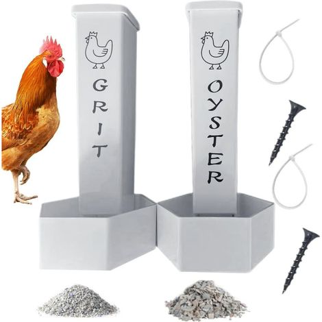 Distributeur De Nourriture pour Poules,Distributeur De Coquilles D'Huîtres Et Graviers pour Volailles Mangeoire de Basse-Cour pour Clôture Jardin Extérieur Ferme (1/5)