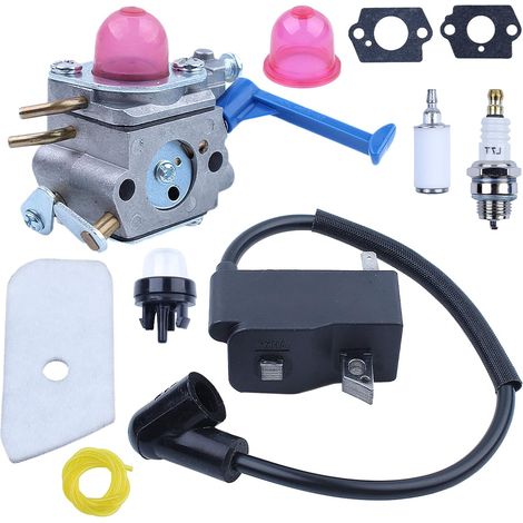 Kit de carburateur pour Husqvarna 128C 128L 128LD 128R 128RJ 128CD Filtre à air et à carburant, carburateur, bobine d'allumage, filtre à carburant, filtre à air, ampoule de démarrage, ligne de carbura (1/5)