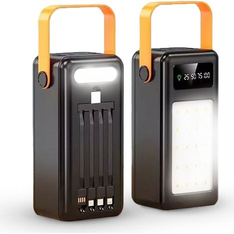 Power Bank 60000mAh Multifuncional con Luz de Emergencia y Carga Rápida  Color: Negro