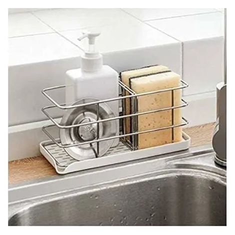 Porte-éponge en Acier Inoxydable 304, Multifonctionnel pour évier de Cuisine, Organisateur d'évier, Plateau égouttoir à Vaisselle, (1/4)