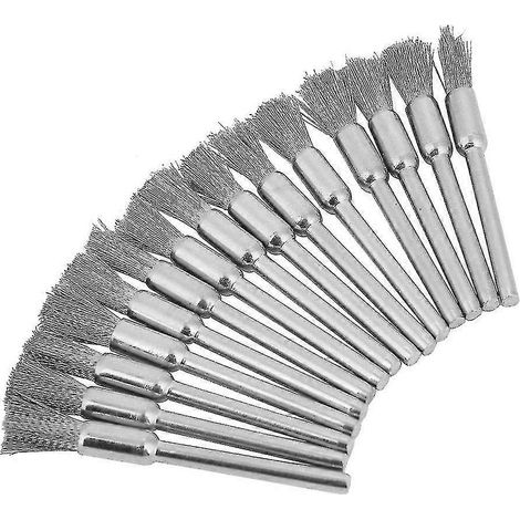 15 brosses en fil d'acier de 3 mm de diamètre, outil de polissage pour le nettoyage des surfaces en métal, bois et pierre ((35mm) [jkw] (1/4)