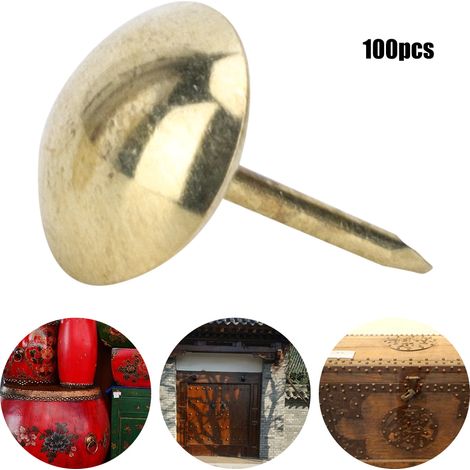 Clous en cuivre pur épais de 1117 mm, clous de canapé de style chinois antique, clous de tambour, clous à tête plate, rivets, clous de porte, clous décoratifs, dorés.