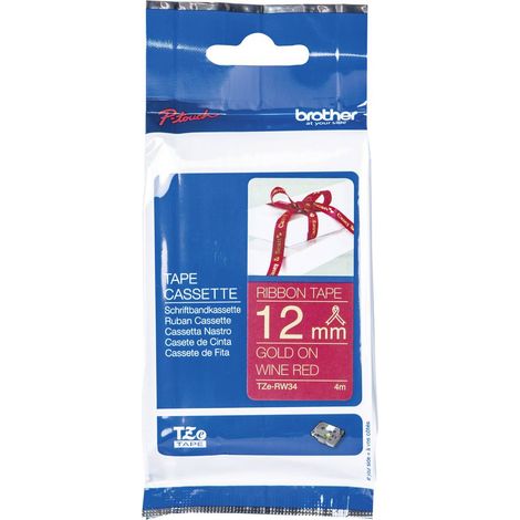 Brother TZE-RW34 nastro per etichettatrice Oro su rosso (1/5)