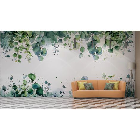 Papier peint fleuri feuillage deucalyptus vert - 150 x 250 cm (1/2)