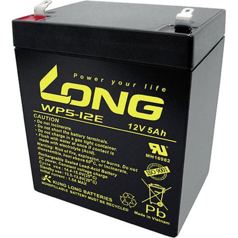 Long WP5-12E AGM Bleiakku 12V 5Ah schwarz