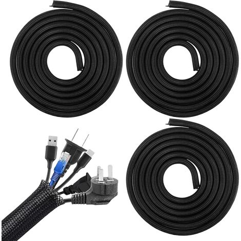 Gaine de Protection câble 9mm x 5m Noire, Manchon Flexible pour Organisation des Fils électriques, Protection Contre morsures d’Animaux, Rangement Pratique et Durable (1/5)