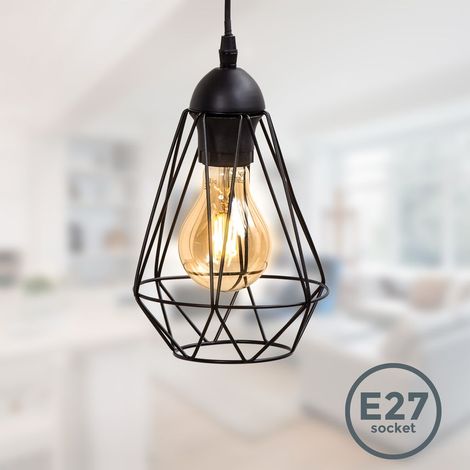 Suspension métal design rétro éclairage style industriel vintage pour ampoule E27 max. 40W (1/5)