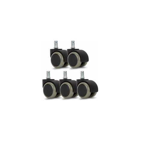Bürostuhlrollen – 5er-Set – 11/50-mm-Ersatzrollen – Geräuscharme Sitzfläche für Hartböden – Grau, Fontainebleau – Crezuo (1/4)
