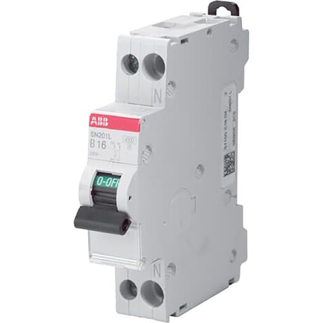 Disjoncteur ABB SN201 1P+N, 1A, pouvoir de coupure 4,5 kA, montage rail DIN ( Prix pour 1 )